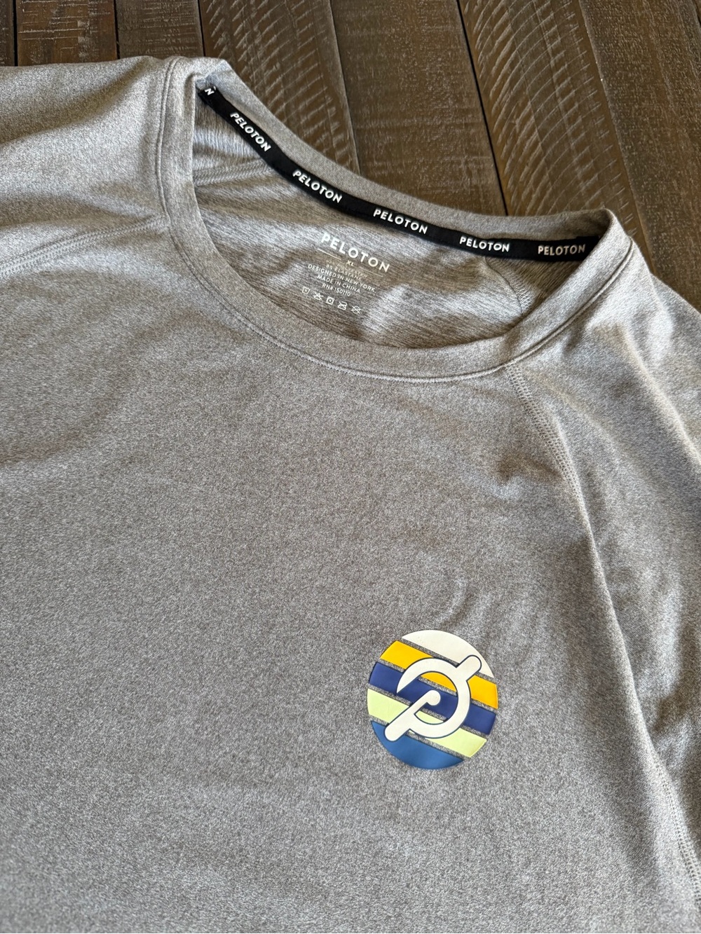 Peloton Gray Performance Tee with Black Branded Neckband